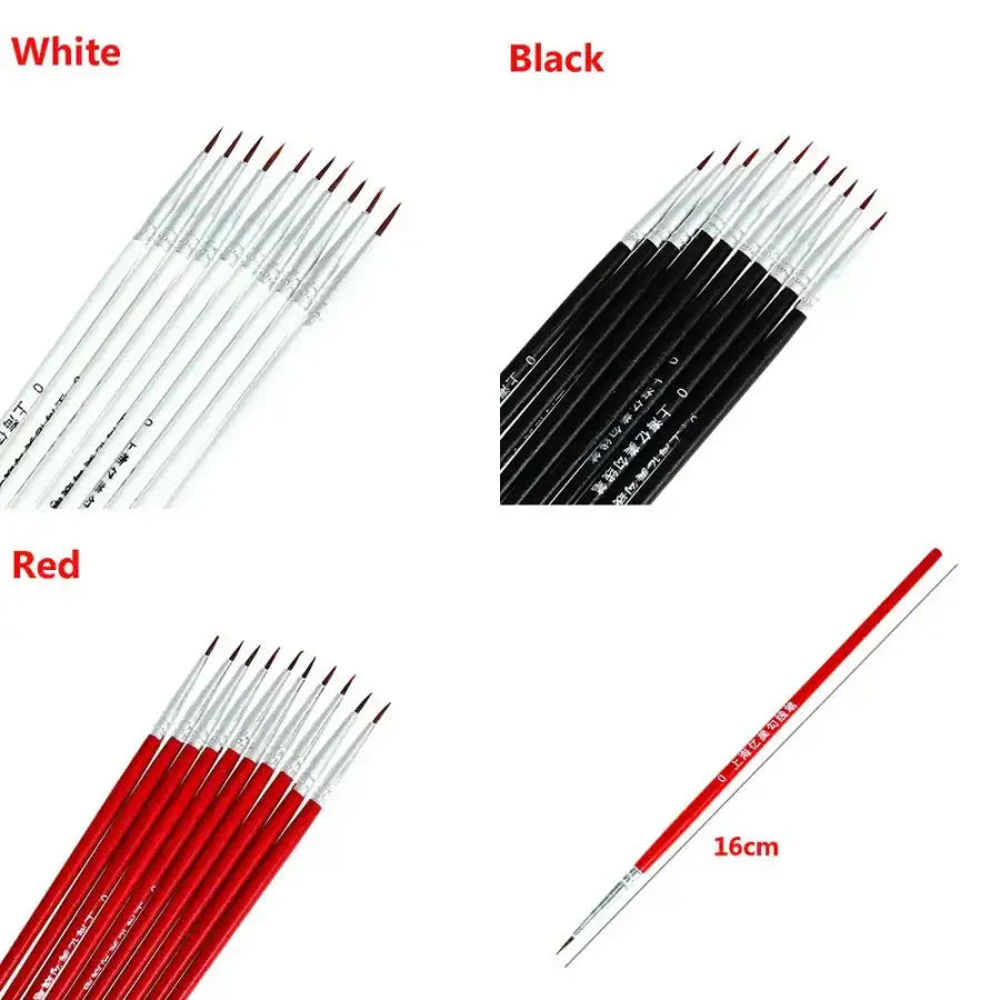 10pcs Fine Thin Line Paint Brushes - painting tools