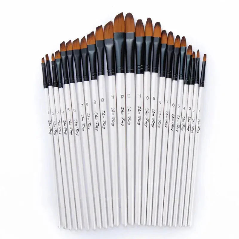 12 Pcs Nylon Hair Watercolor Paint Brush