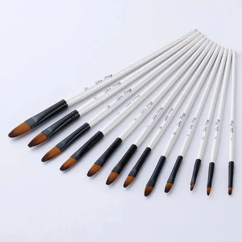 12 Pcs Nylon Hair Watercolor Paint Brush