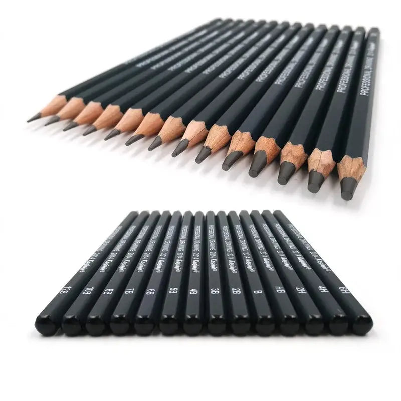 14pcs Professional Wooden Pencils Graphite Drawing