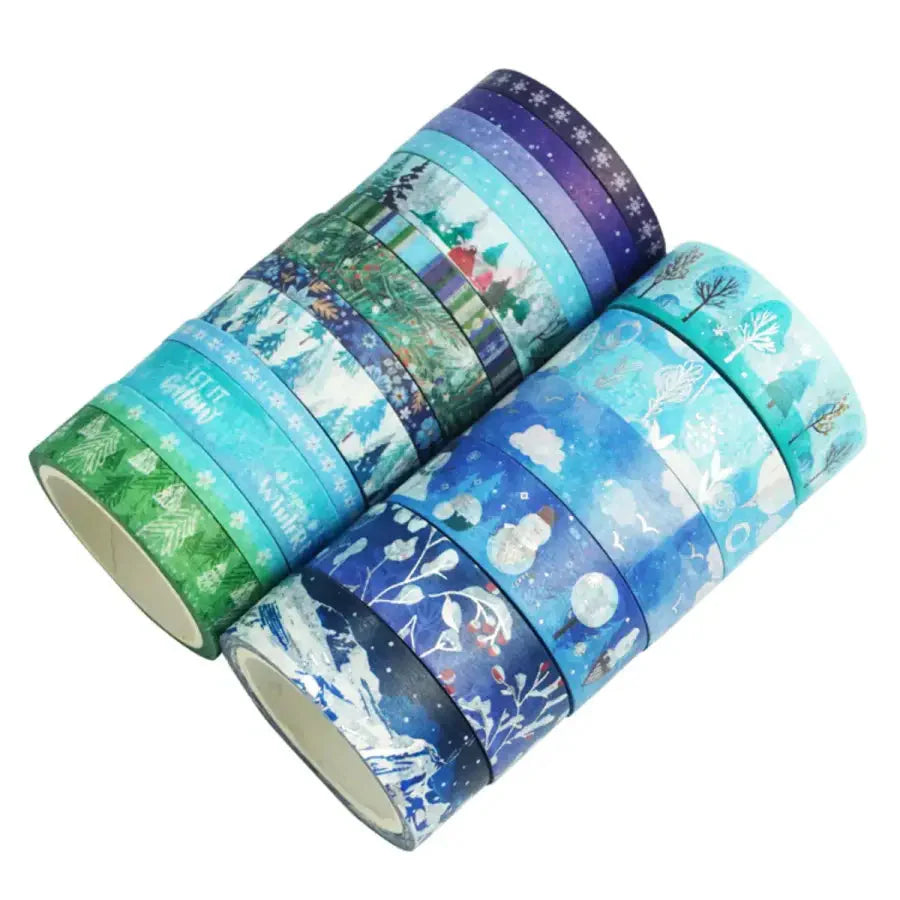 19 Pcs/set Blue Forest Snowflake Washi Tape - winter