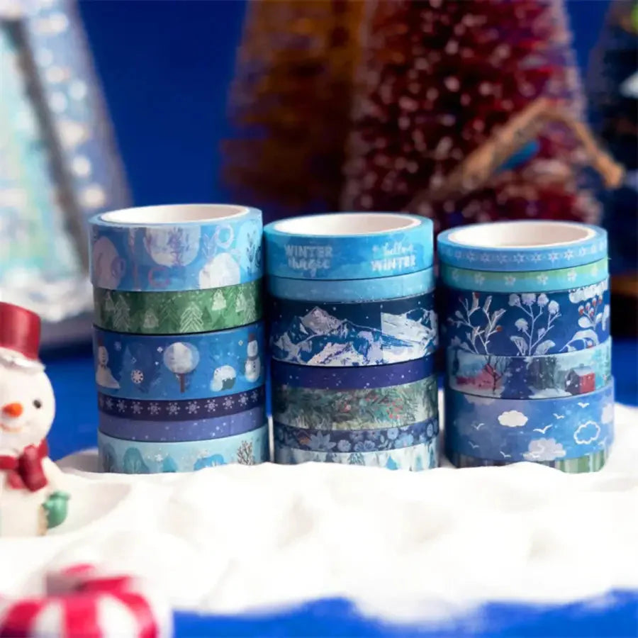 19 Pcs/set Blue Forest Snowflake Washi Tape - winter