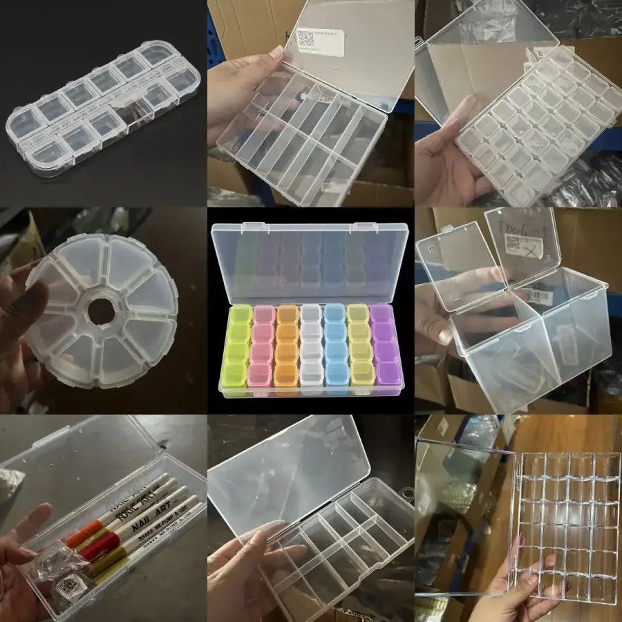 1PC Transparent Nail Art Storage Box Empty Jewelry Beads