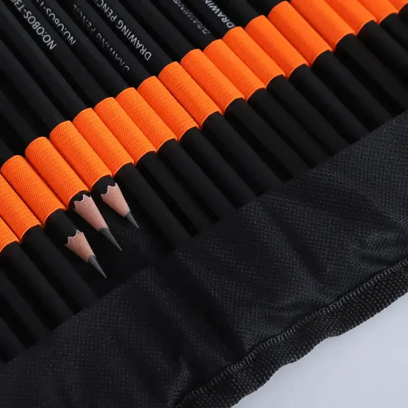 27/38/47pcs Sketch Pencils Set Sketching Kit Roll Up Canvas