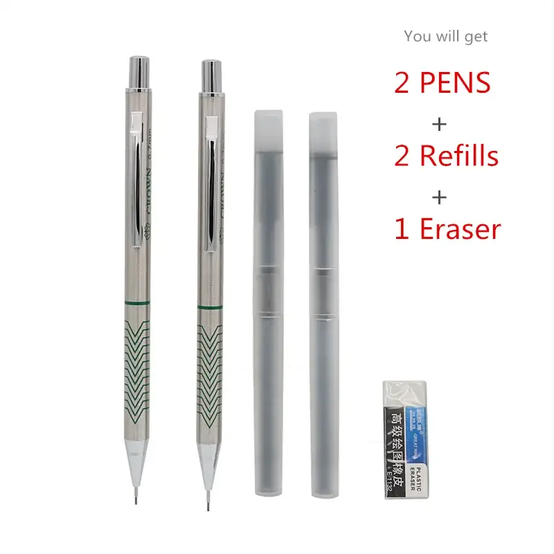 2PCS/Lot High quality metal mechanical pencil 0.5 0.7 0.9mm