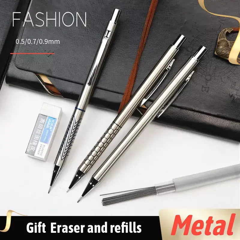 2PCS/Lot High quality metal mechanical pencil 0.5 0.7 0.9mm