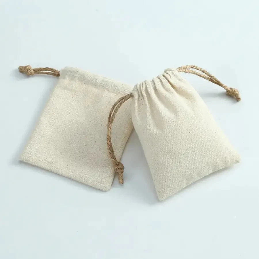 50 Cotton Burlap Jewelry Drawstring Gift Bag