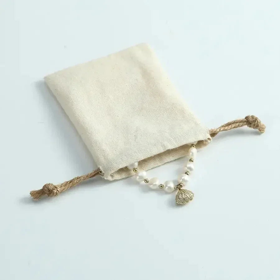 50 Cotton Burlap Jewelry Drawstring Gift Bag