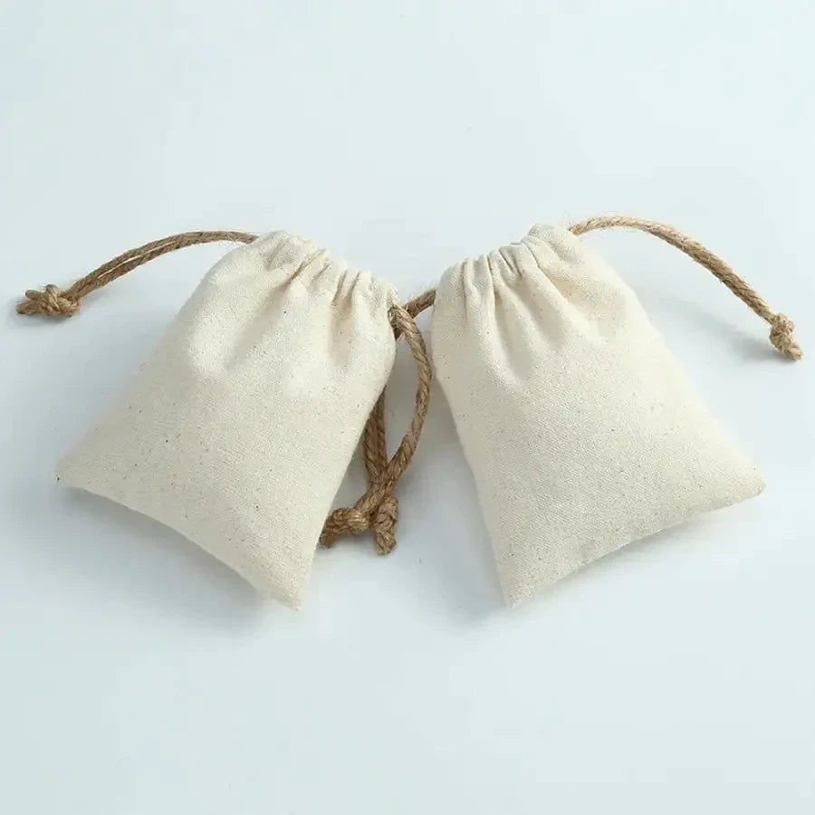 50 Cotton Burlap Jewelry Drawstring Gift Bag