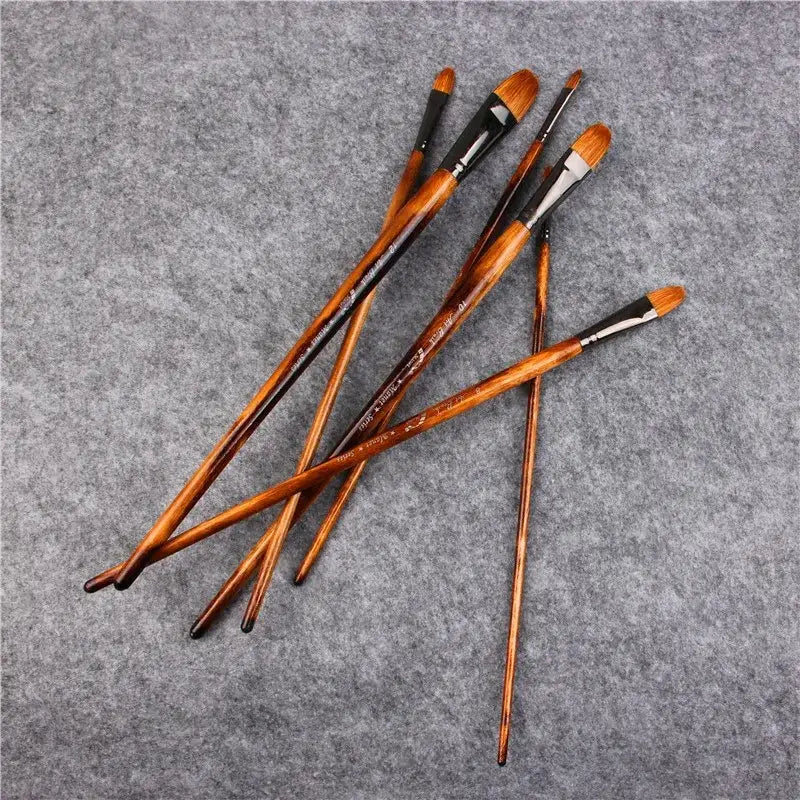 6 pieces high quality professional long paint brushes water color brushes oil paint