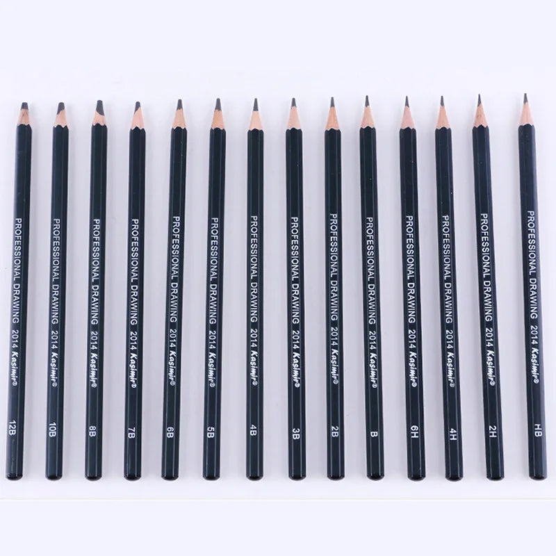 14pcs Professional Wooden Pencils Graphite Drawing