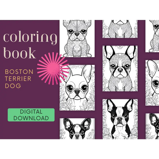 Boston Terrier Book Digital Download 5 Pages