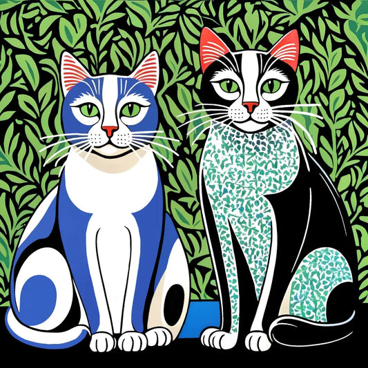 Cat pop art | Cats Green and Blue | Original DIGITAL Artwork