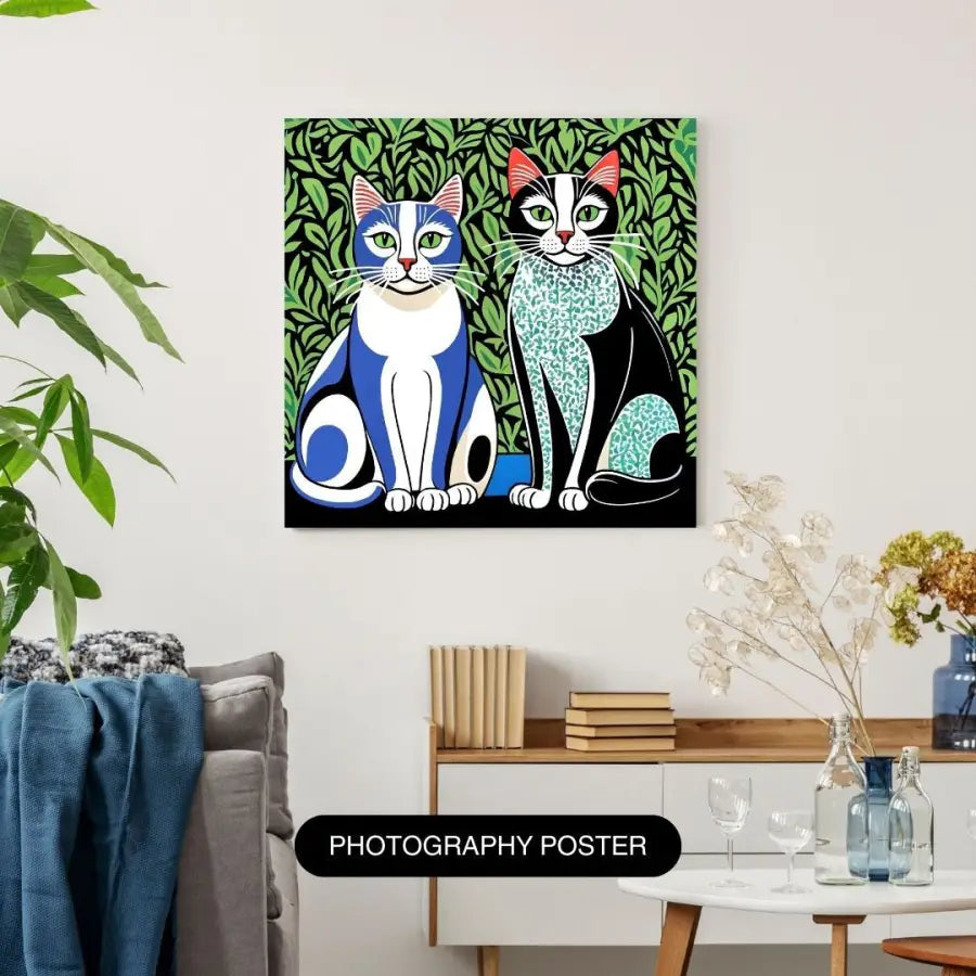 Cat pop art | Cats Green and Blue | Original DIGITAL Artwork