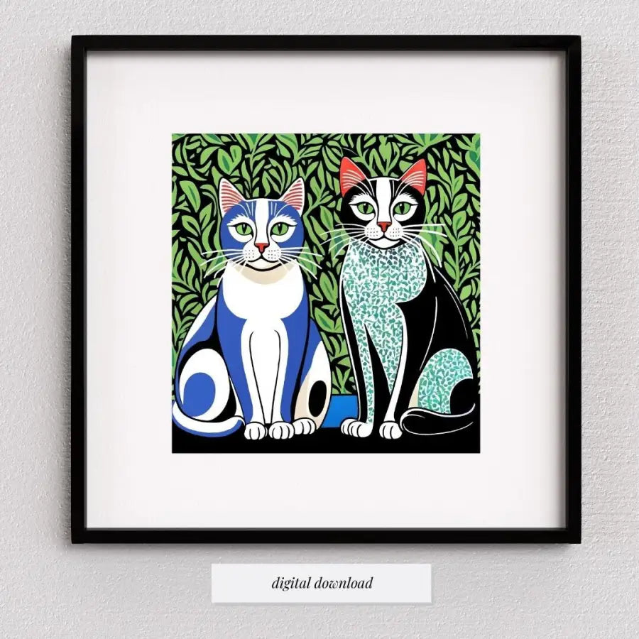 Cat pop art | Cats Green and Blue | Original DIGITAL Artwork