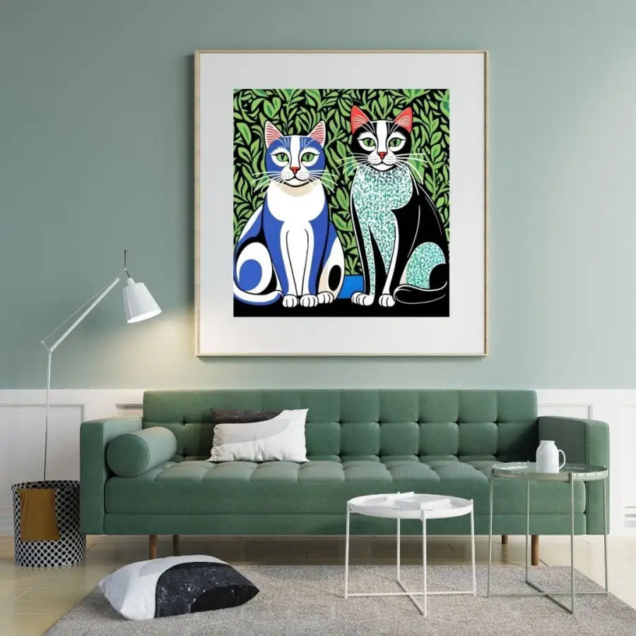 Cat pop art | Cats Green and Blue | Original DIGITAL Artwork