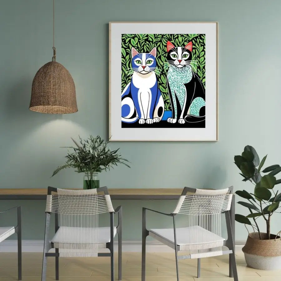 Cat pop art | Cats Green and Blue | Original DIGITAL Artwork