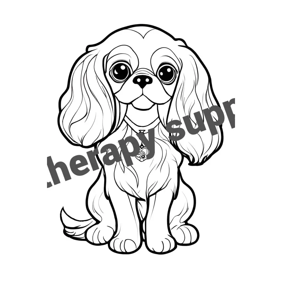 Cavalier King Charles Spaniel Coloring Book Digital