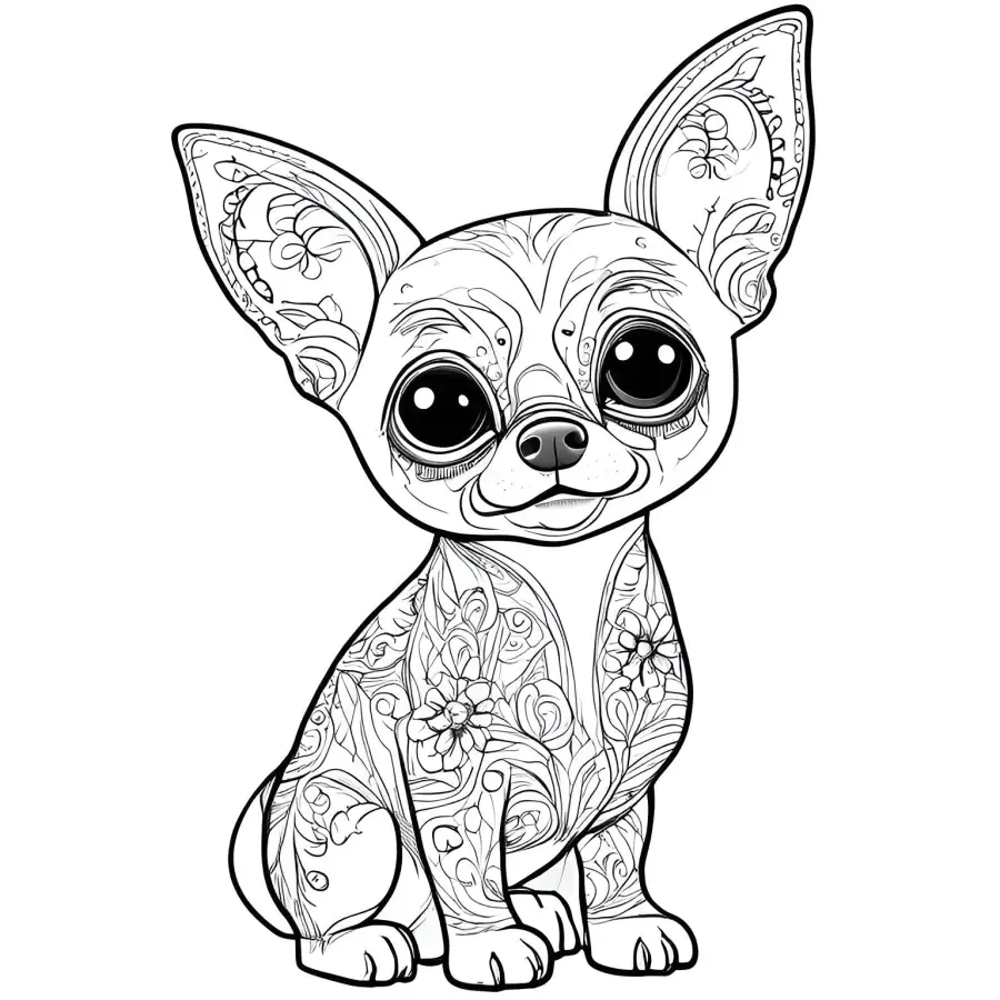 Chihuahua Coloring Book Digital Download 5 Pages