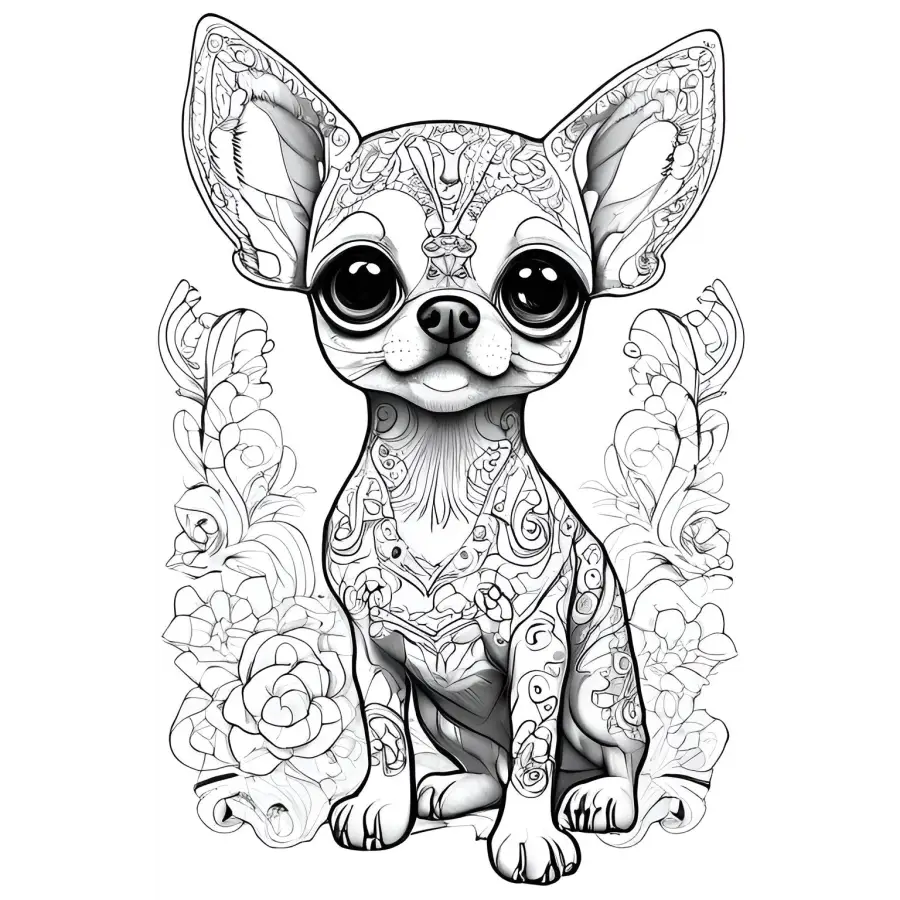 Chihuahua Coloring Book Digital Download 5 Pages