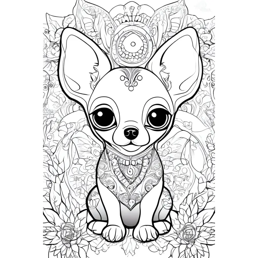 Chihuahua Coloring Book Digital Download 5 Pages