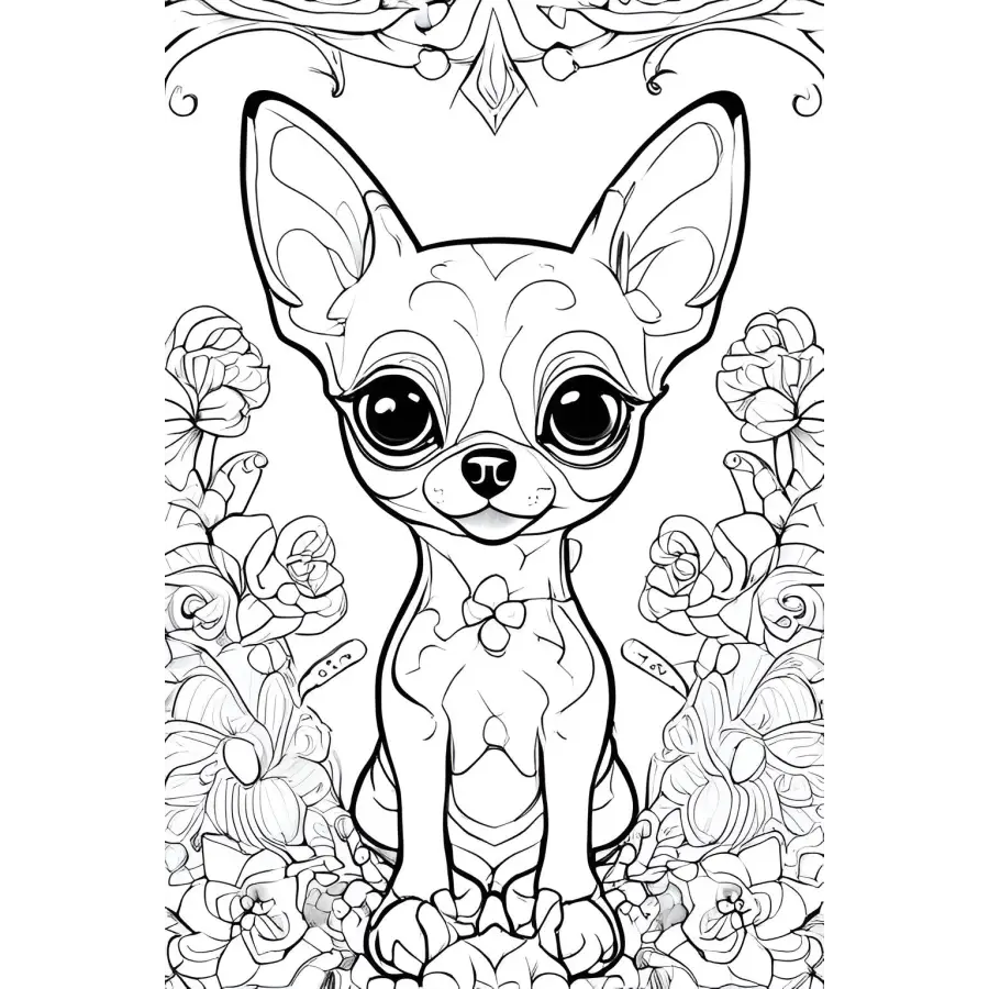 Chihuahua Coloring Book Digital Download 5 Pages