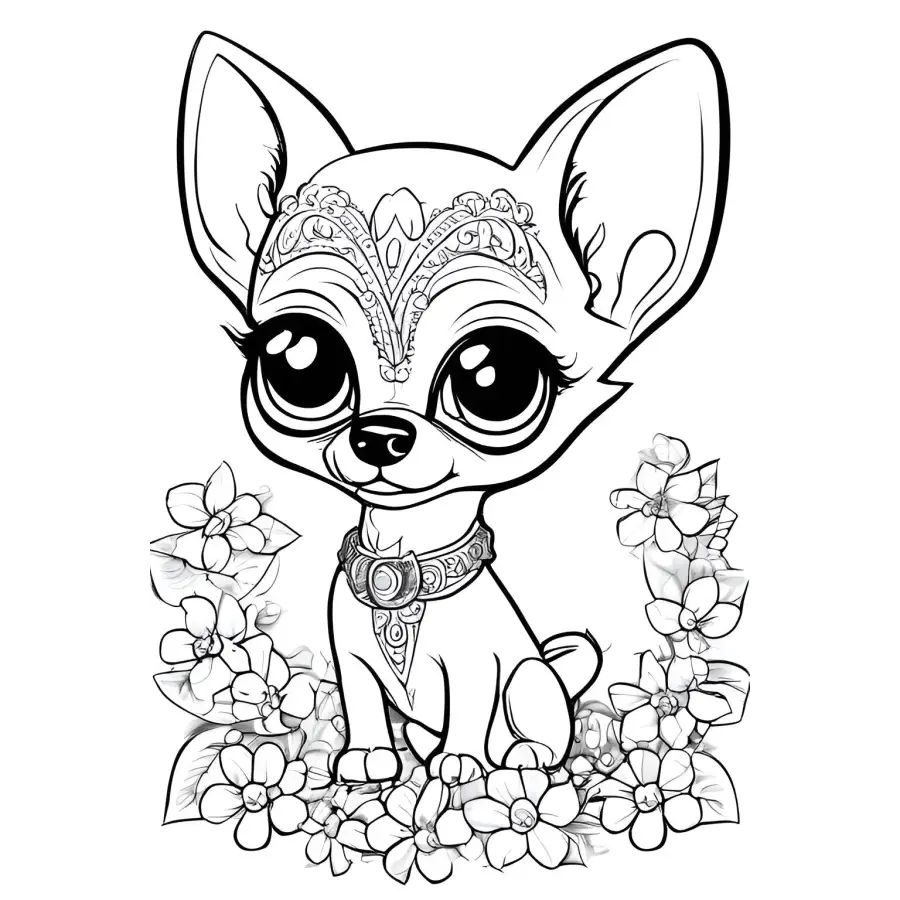 Chihuahua Coloring Book Digital Download 5 Pages