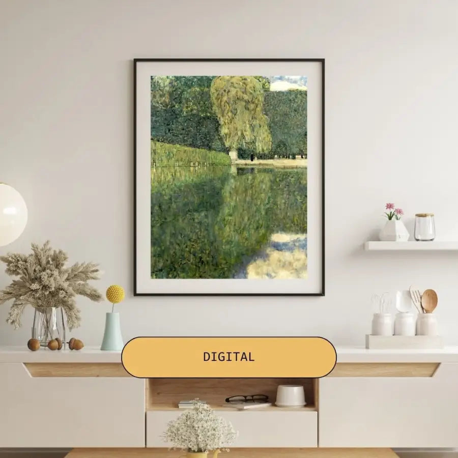 DIGITAL Vintage Green Landscape Madchen Gustav Klimt