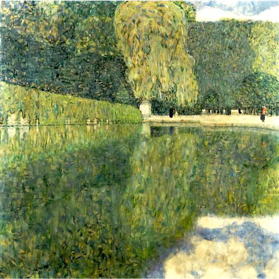 DIGITAL Vintage Green Landscape Madchen Gustav Klimt