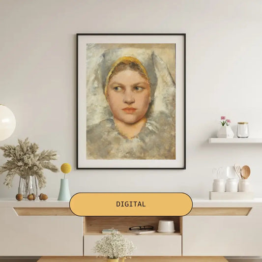 DIGITAL Vintage Portrait of a Young Woman Grunen Klimt