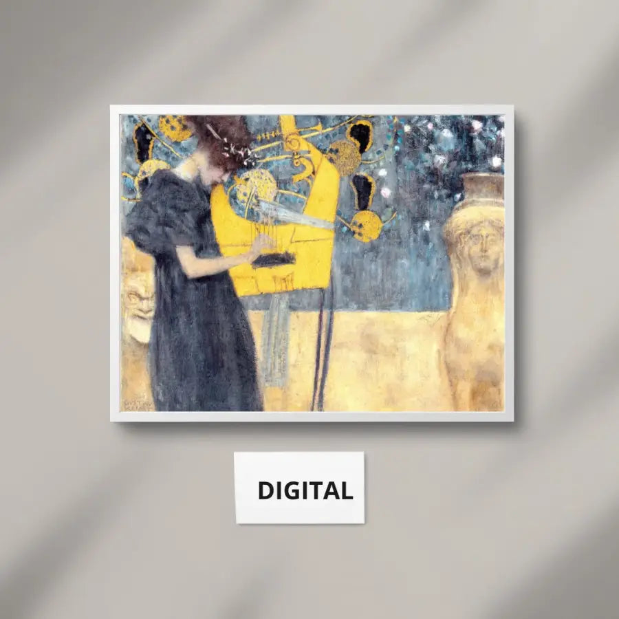DIGITAL Vintage Portrait of a Young Woman Yellow background