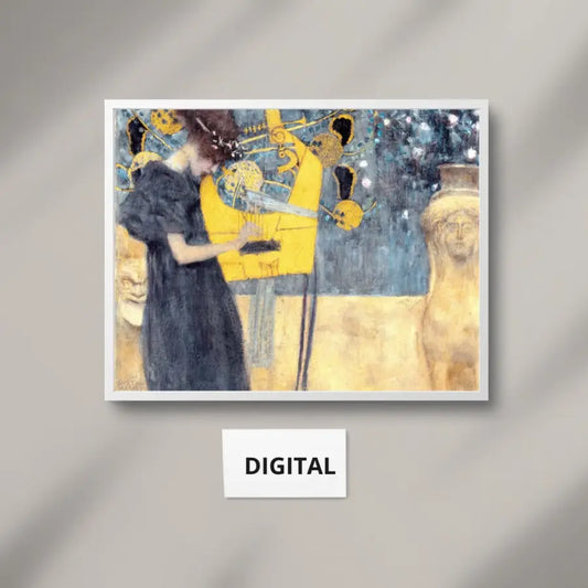 DIGITAL Vintage Portrait of a Young Woman Yellow background