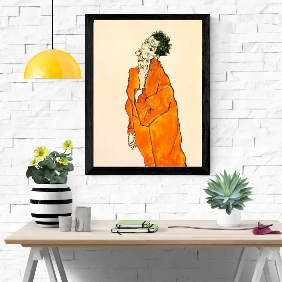 Egon Schiele Selbstbildnis in Orange Jacket - 1913