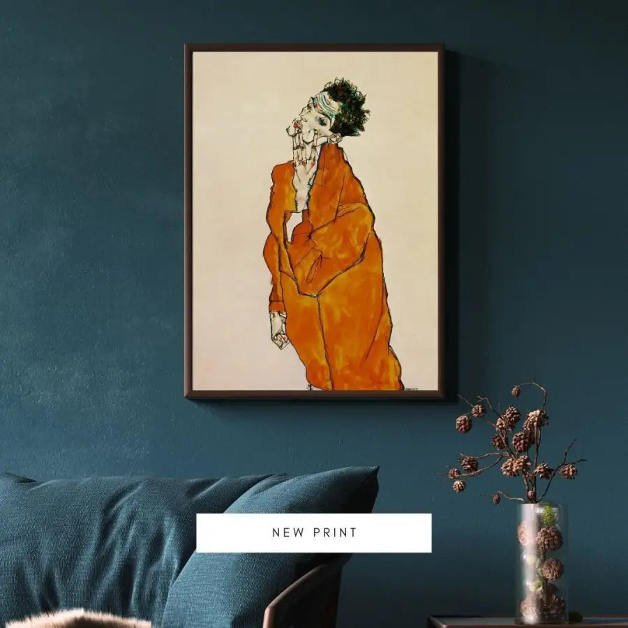 Egon Schiele Selbstbildnis in Orange Jacket - 1913