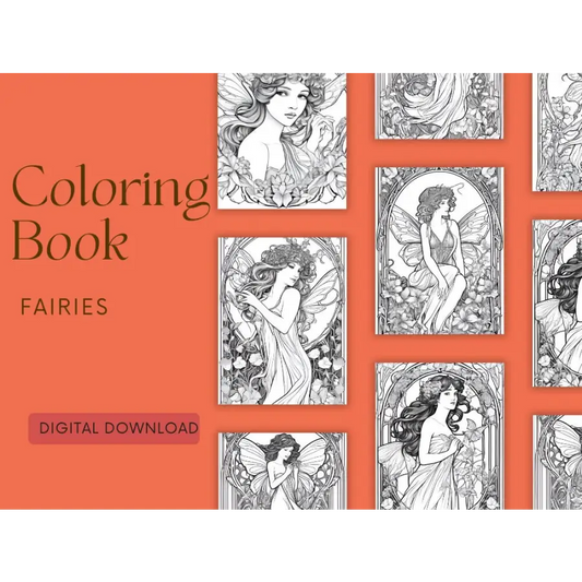 Fairy Coloring Book Digital Download 5 Pages