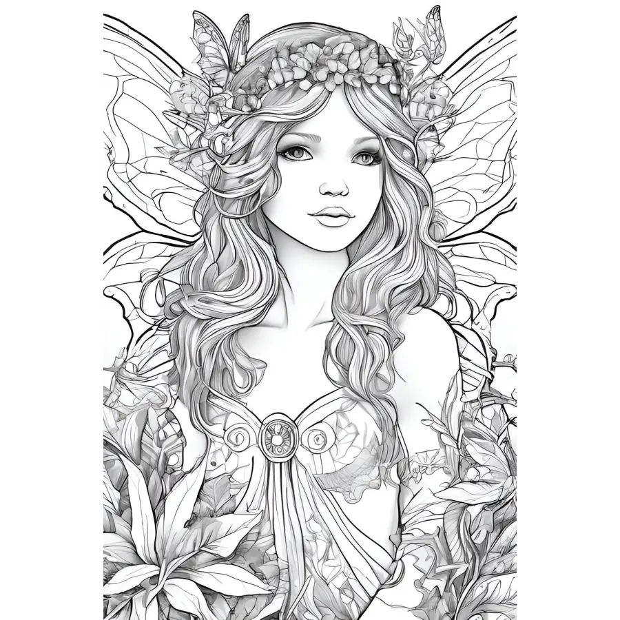 Fairy Coloring Book Digital Download 5 Pages