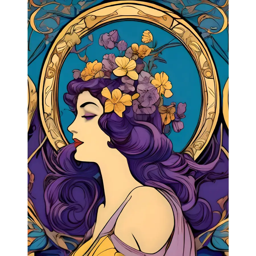 Gustav Klimt Inspired Vintage Art Purple Instant Download