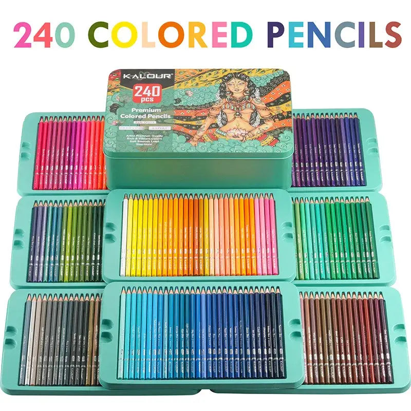 KALOUR 50/72/180/240/300 Pcs Oil Colored Pencils Set