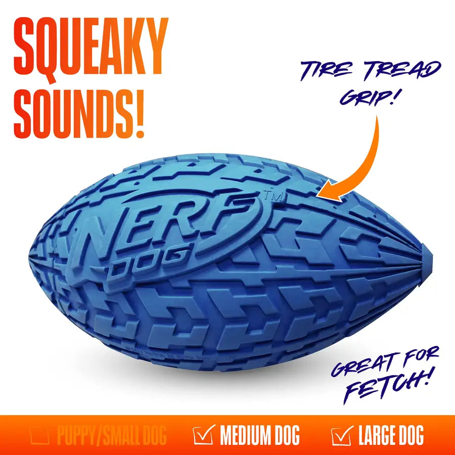 Nerf Dog Tire Football Dog Toy with Interactive Squeaker