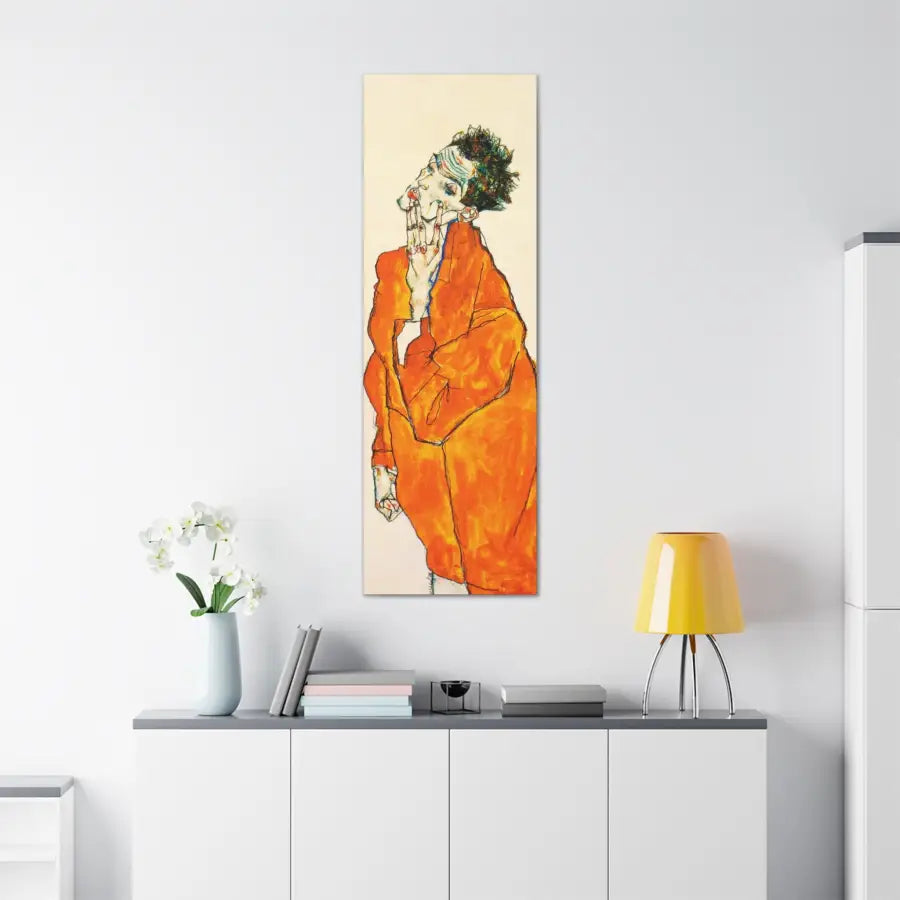 Portrait in Colorful Orange painting by Egon Schiele