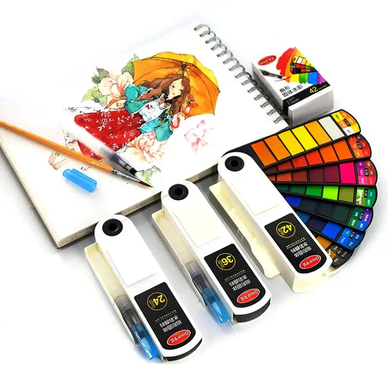 Portable18/24/36/42 Colors Solid Watercolor Paint Set