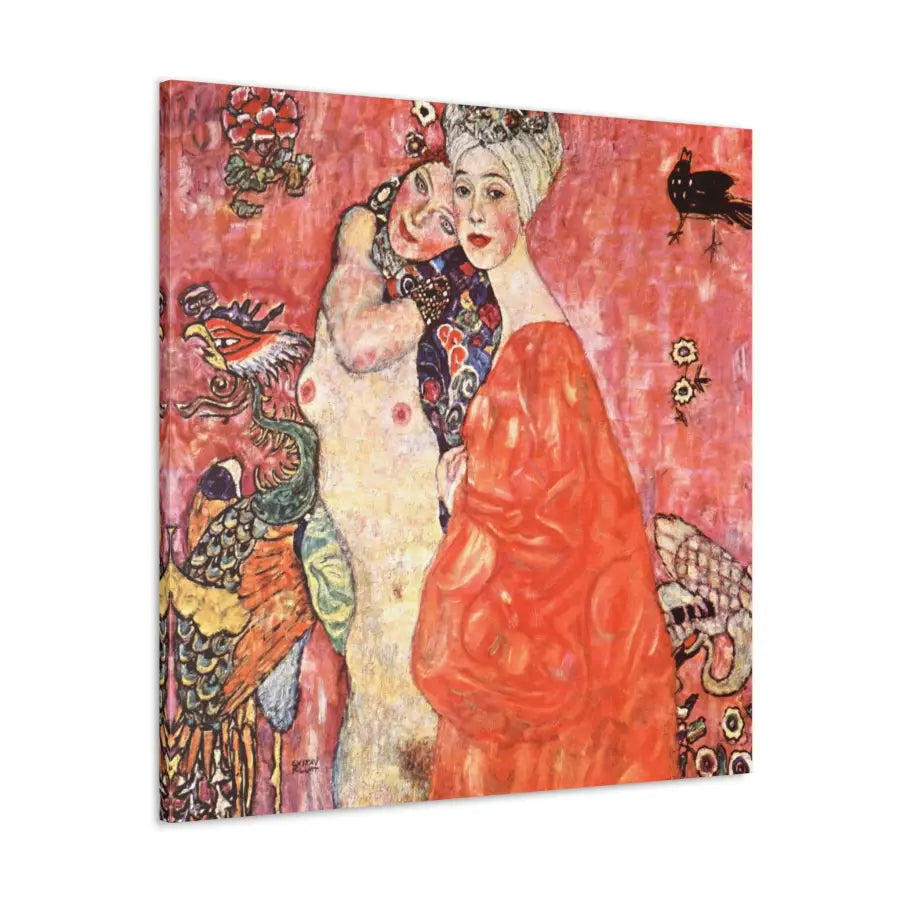 Vintage Art Two Women Read Gown Canvas GUSTAV KLIMT