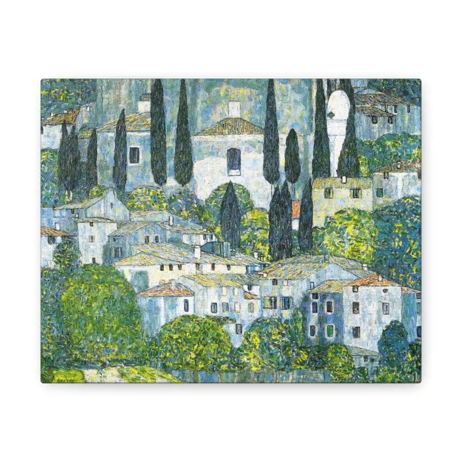 Vintage Green Trees and White houses painting by Gustav