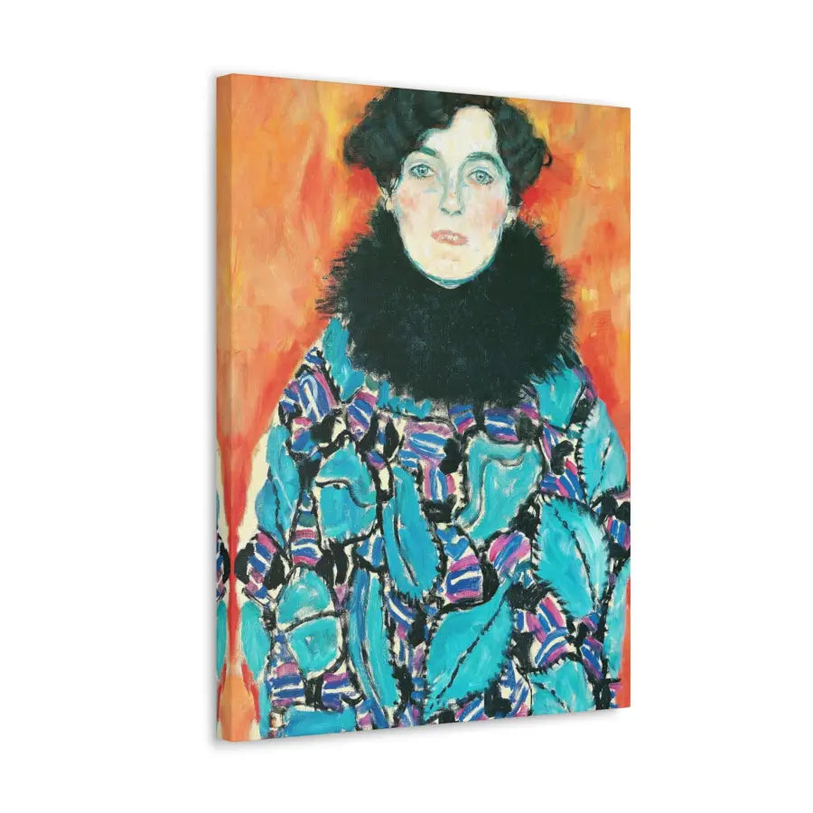 Vintage Gustav Klimt Canvas Art: Elegant Lady in Blue Dress