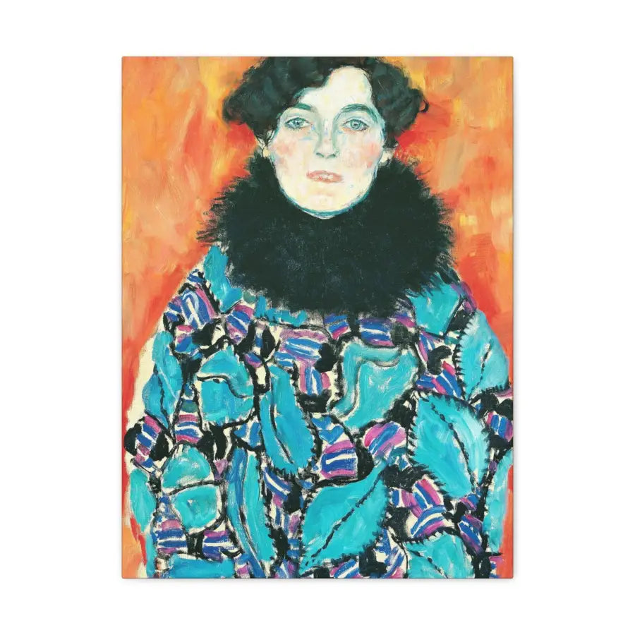 Vintage Gustav Klimt Canvas Art: Elegant Lady in Blue Dress