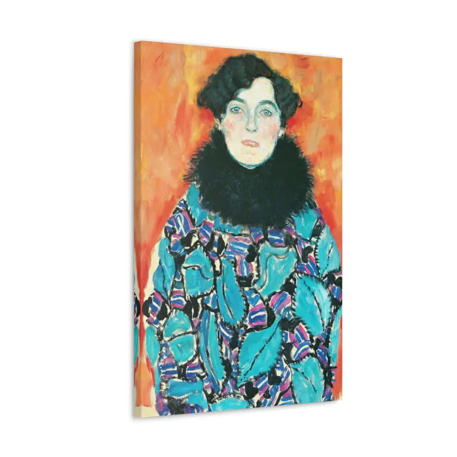 Vintage Gustav Klimt Canvas Art: Elegant Lady in Blue Dress