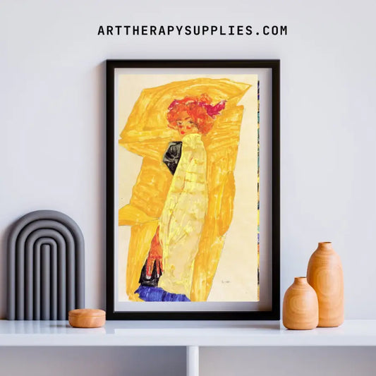 Vintage Woman Portrait in Colorful Yellow and Orange Canvas