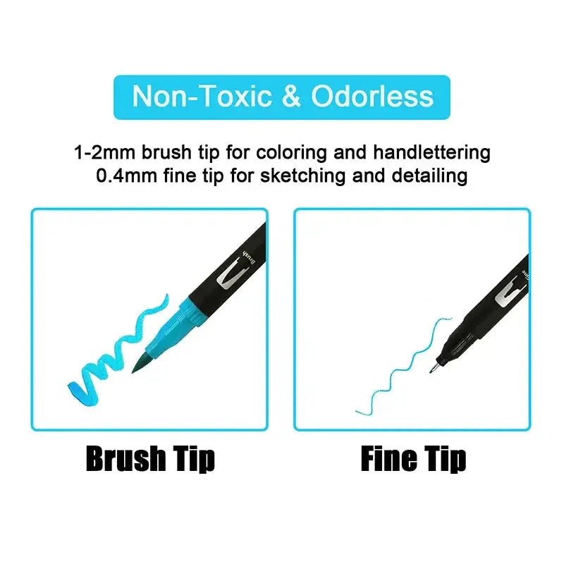 Watercolor Art Markers Brush Pen Dual Tip