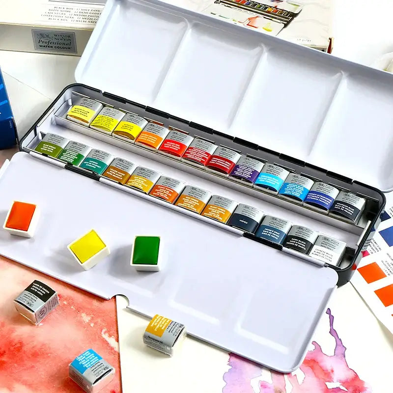 Winsor Newton Cotman Solid Watercolor Paint 24 Half Palette